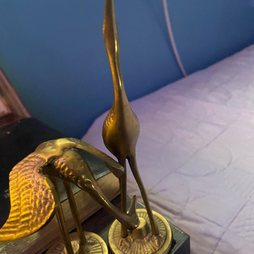 Elegant Gold Crane Sculptures